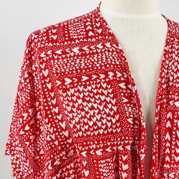 Victoria’s Secret Red Heart Kimono Robe One Size Sexy Red Cover Up - Picture 3 of 9